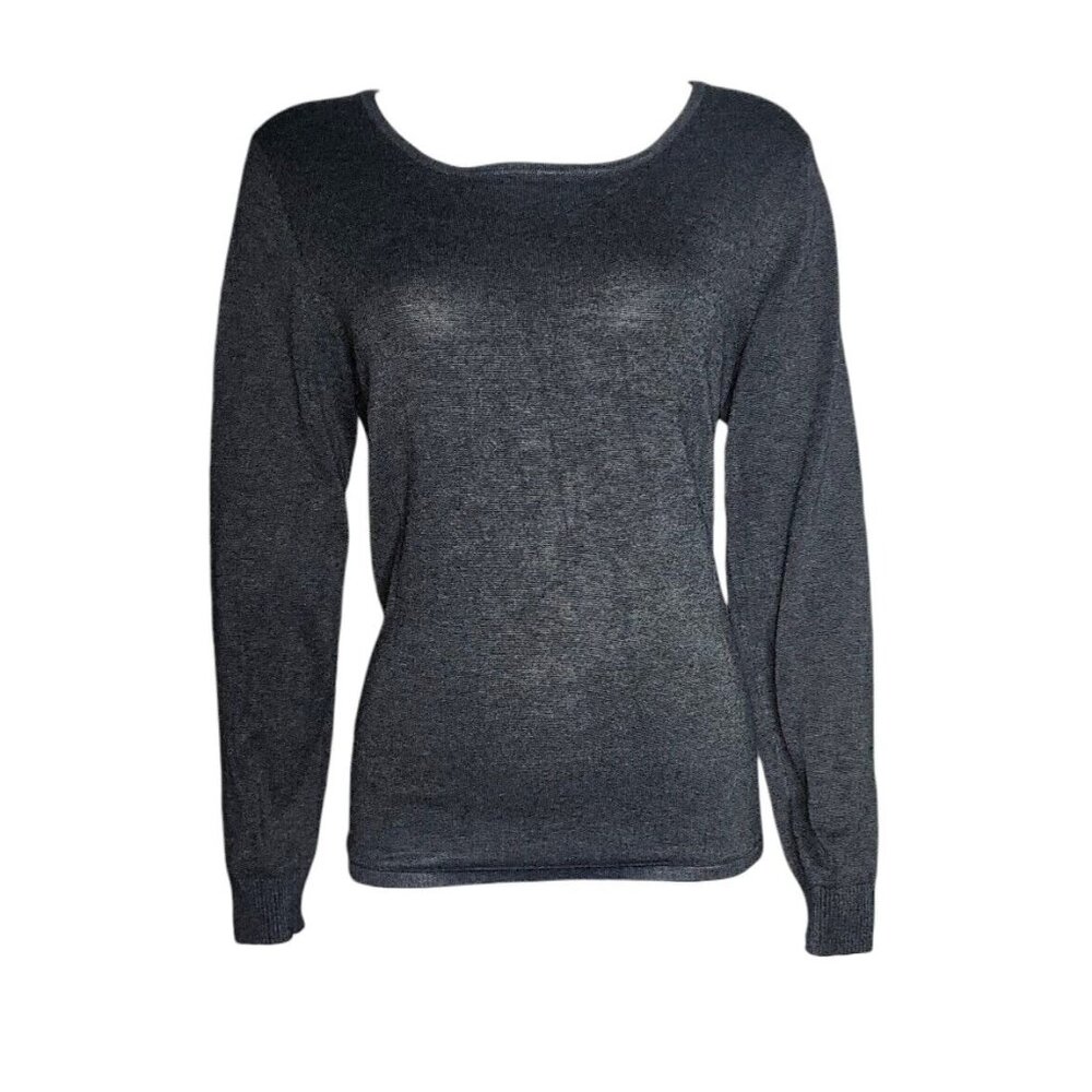 GNW Solid All Grey Gray‎ White Layered Look Zip Back Top Womens Size L Large